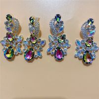 Fashion Exaggerated Large Hollow Water Drop Rhinestone Ab Colored Earrings main image 3