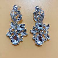Fashion Exaggerated Large Hollow Water Drop Rhinestone Ab Colored Earrings main image 6