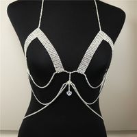 Neue Kreuz Hohl Bikini Bh Mehrschichtige Kristall Sexy Mode Strass Körperkette main image 3