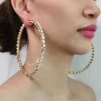 Fashion Big Circle Inlaid Color Rhinestone Hoop Earrings Wholesale main image 2