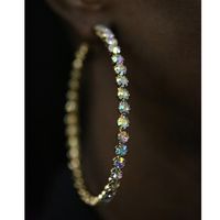 Fashion Big Circle Inlaid Color Rhinestone Hoop Earrings Wholesale main image 3