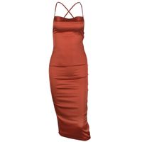 Jupe A-ligne Sexy Mode Commute Backless Solide Couleur Midi Robe main image 2