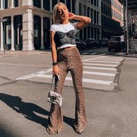 2022 Spring And Summer Women's Clothing Leopard Print High Waist Bottoming Flared Pants main image 1
