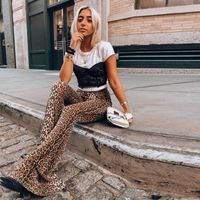 2022 Spring And Summer Women's Clothing Leopard Print High Waist Bottoming Flared Pants main image 3