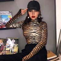 Vintage New Striped High-neck Long-sleeved Pullover Jumpsuit Wholesale main image 5