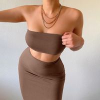 Fashion Women's Clothing Tube Top Tops Slim Fit And Slim Bag Hip Skirt Suit main image 3