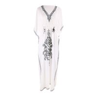 New White Black Embroidered Loose Large Size One-piece Sunscreen Robe Swimsuit main image 3
