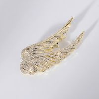 Men's Brooches Copper Zircon Double Angel Wings Badges Pins Wholesale main image 1