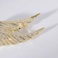 Men's Brooches Copper Zircon Double Angel Wings Badges Pins Wholesale main image 4