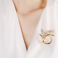 Broche De Oreja De Trigo, Ramillete De Perlas, Broche De Circón De Cobre Para Mujer main image 3