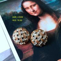 Vintage Geometric Flower Enamel Gemstone Diamond Earrings Wholesale main image 3