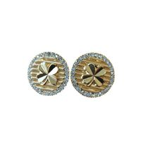 Vintage Gemstone Diamond Flower Carving Pattern Earrings Wholesale main image 6