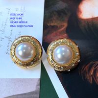 Retro Pearl Inlaid Rhinestone Baroque Geometric Alloy Stud Earrings main image 5