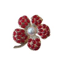 Vintage Flowers Shaped Gemstone Folding Retro Pearl Earrings Brooch Wholesale main image 6