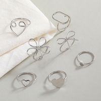 Simple Exaggerated Alloy Adjustable Geometric 7-piece Ring Set main image 1
