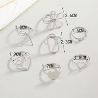 Simple Exaggerated Alloy Adjustable Geometric 7-piece Ring Set main image 4