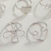 Simple Exaggerated Alloy Adjustable Geometric 7-piece Ring Set main image 5