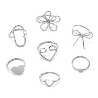 Simple Exaggerated Alloy Adjustable Geometric 7-piece Ring Set main image 6