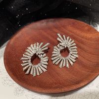 Fashion Geometric Fireworks Flower Oval Inlaid Zircon Copper Earrings main image 3