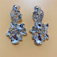 Fashion Exaggerated Large Hollow Water Drop Rhinestone Ab Colored Earrings sku image 4