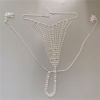 2022 New Accessories Full Diamond Sling Tassel Bra Thong Body Chain Set sku image 1