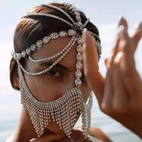 Exotic Masks Retro Rhinestones Tassel Pendant Headchain Jewelry sku image 1