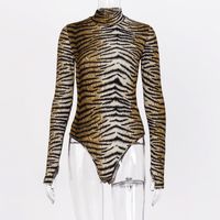 Vintage New Striped High-neck Long-sleeved Pullover Jumpsuit Wholesale sku image 7