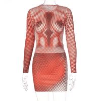 Fashion Creative Printing Round Neck Long-sleeved Tops Slim Short Skirts sku image 4