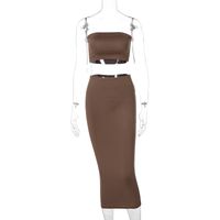 Fashion Women's Clothing Tube Top Tops Slim Fit And Slim Bag Hip Skirt Suit sku image 3