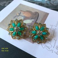 Vintage Flowers Shaped Gemstone Folding Retro Pearl Earrings Brooch Wholesale sku image 7