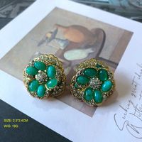 Vintage Flowers Shaped Gemstone Folding Retro Pearl Earrings Brooch Wholesale sku image 8