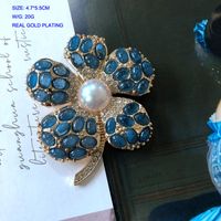 Vintage Flowers Shaped Gemstone Folding Retro Pearl Earrings Brooch Wholesale sku image 1