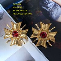 Retro Geometric Flower Gemstone Diamond Glass Baroque Earrings Wholesale sku image 2