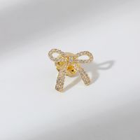 Bow Anti-glare Buckle Small Brooch Zircon Collar Copper Pin sku image 2