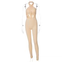 Sexy Solid Color Spandex Polyester Milk Fiber Patchwork Jumpsuits sku image 1