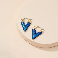 Vintage Geometric V-shaped Color Alloy Hoop Earrings Wholesale sku image 1