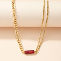 Red Crystal Gemstone Necklace Female Hip-hop Sweater Chain Wholesale sku image 1
