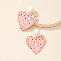 Fashion Heart Leaf Acrylic Inlaid Pearl Stud Earrings Wholesale main image 3