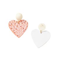 Fashion Heart Leaf Acrylic Inlaid Pearl Stud Earrings Wholesale main image 7