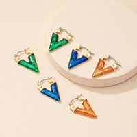 Vintage Geometric V-shaped Color Alloy Hoop Earrings Wholesale main image 1