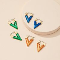 Vintage Geometric V-shaped Color Alloy Hoop Earrings Wholesale main image 3