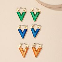 Vintage Geometric V-shaped Color Alloy Hoop Earrings Wholesale main image 4