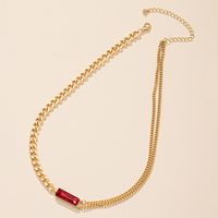 Collier De Pierres Précieuses En Cristal Rouge Chaîne De Chandail Hip-hop Femme En Gros main image 4