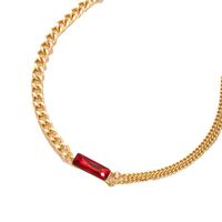 Collier De Pierres Précieuses En Cristal Rouge Chaîne De Chandail Hip-hop Femme En Gros main image 6