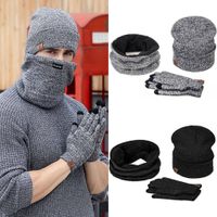 Autumn And Winter Hats, Scarves, Gloves, Three-piece Suits, Men&#39;s And Women&#39;s Plus Velvet Warm Knitted Wool Suits main image 1