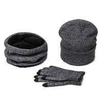 Autumn And Winter Hats, Scarves, Gloves, Three-piece Suits, Men&#39;s And Women&#39;s Plus Velvet Warm Knitted Wool Suits sku image 2