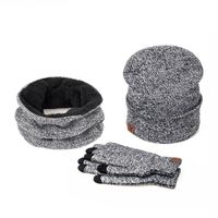 Autumn And Winter Hats, Scarves, Gloves, Three-piece Suits, Men&#39;s And Women&#39;s Plus Velvet Warm Knitted Wool Suits sku image 3
