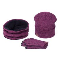 Autumn And Winter Hats, Scarves, Gloves, Three-piece Suits, Men&#39;s And Women&#39;s Plus Velvet Warm Knitted Wool Suits sku image 4