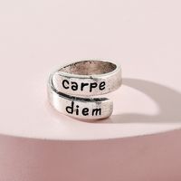 European And American Fashion Jewelry Retro Letter Open Ring sku image 1