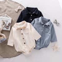 Cute Simple Baby Romper Gentleman Bow Tie Party Shirt Romper main image 1